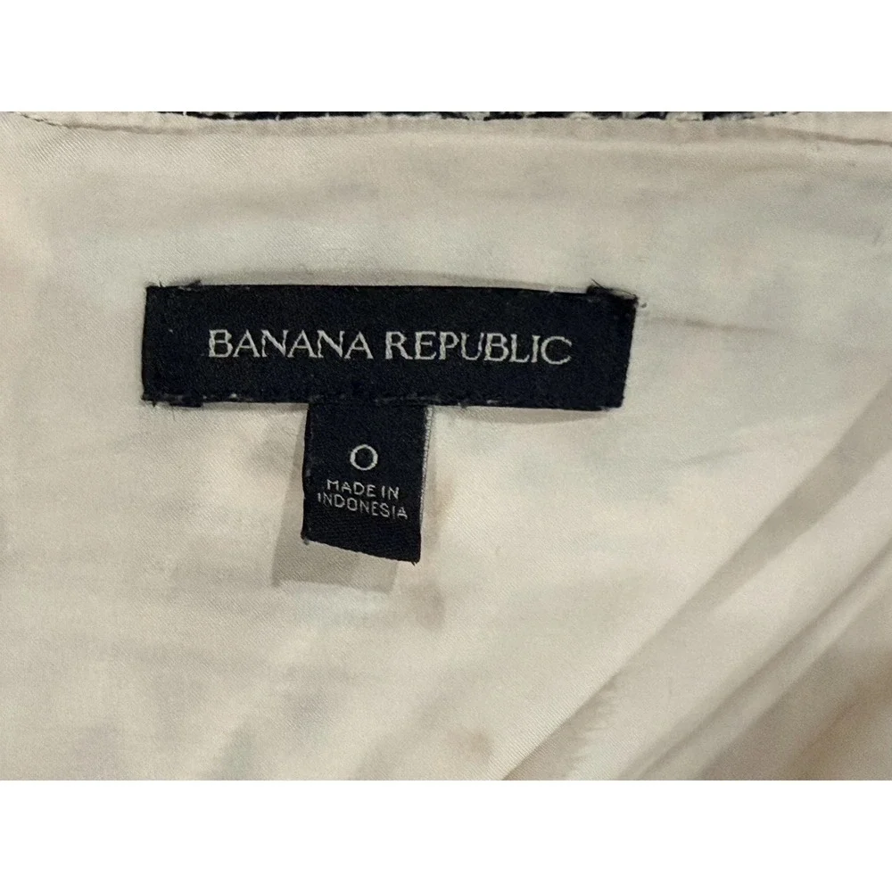 Banana Republic Sz. 0 Jacquard Tribal Geometric Midi Skirt Cream Black‎ 2016